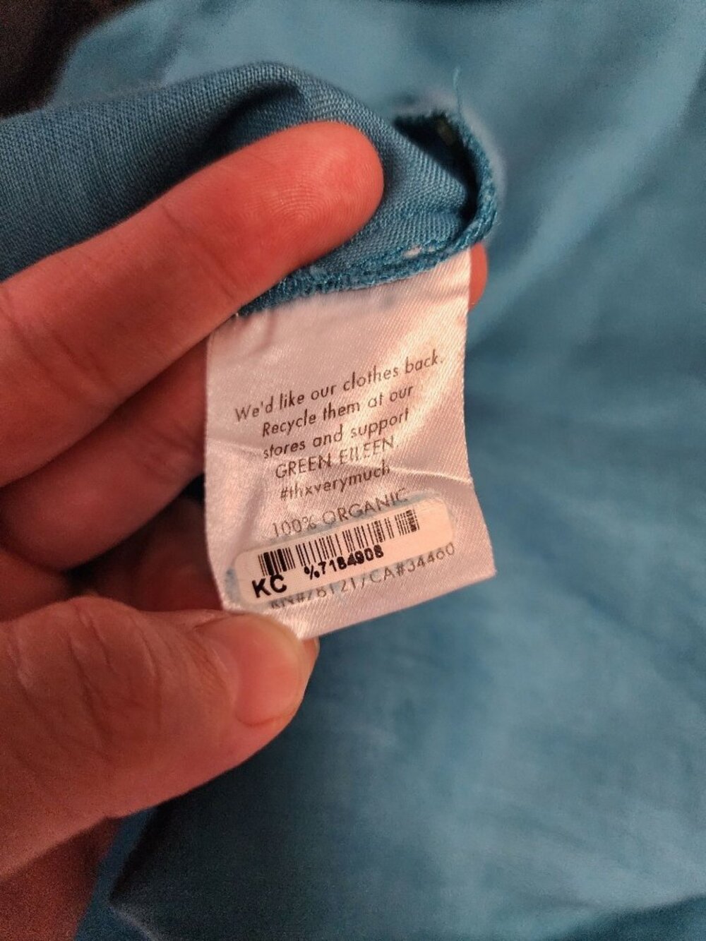 Eileen Fisher blue band collar button down shirt M - Picture 4 of 4